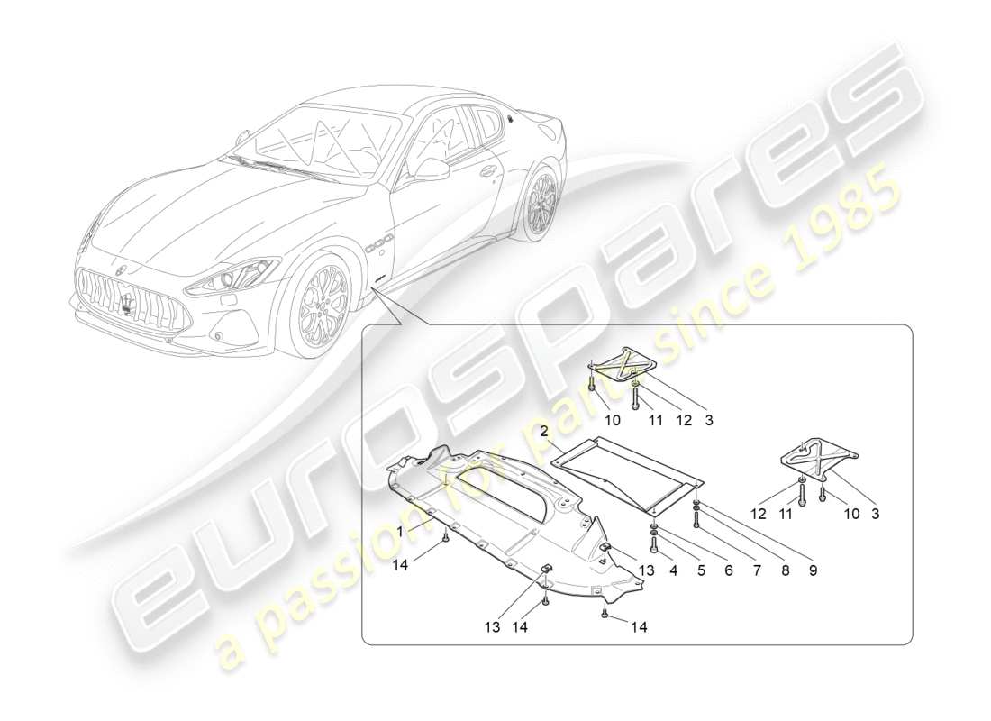 maserati granturismo s (2018) diagrama de piezas de protectores de bajos y pisos
