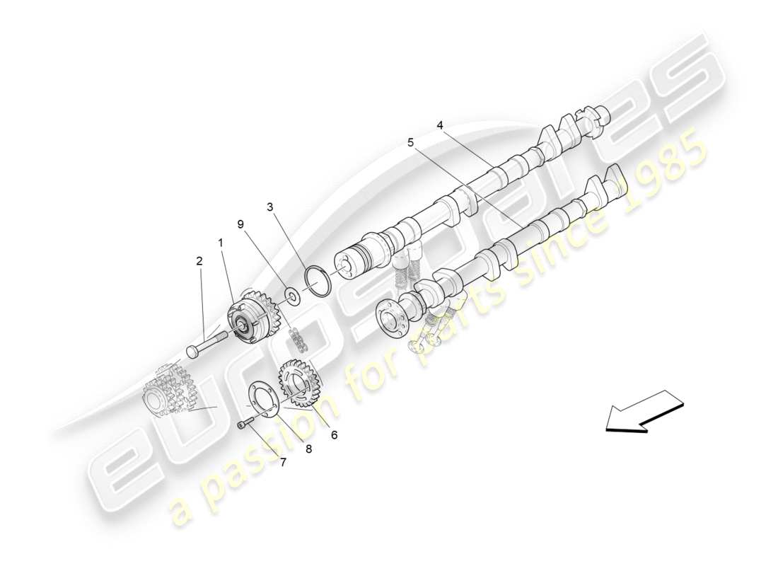 maserati granturismo s (2018) diagrama de piezas de los árboles de levas de la culata izquierda