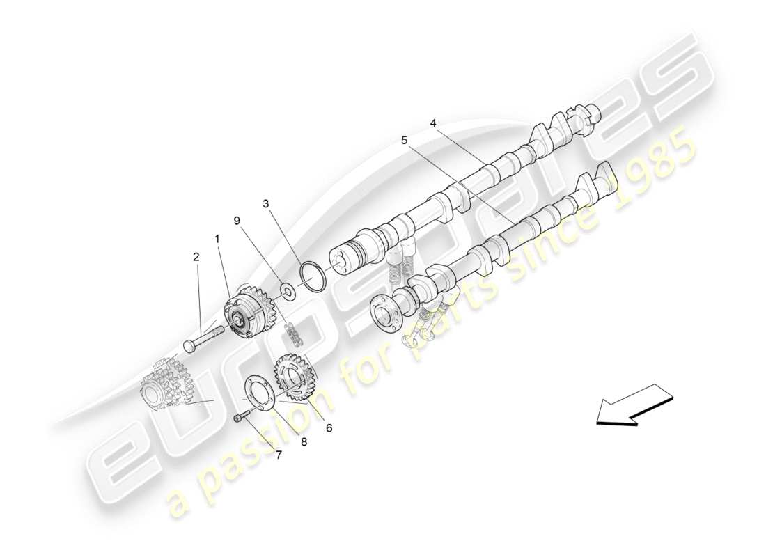 maserati granturismo s (2018) árboles de levas de culata izquierda diagrama de piezas