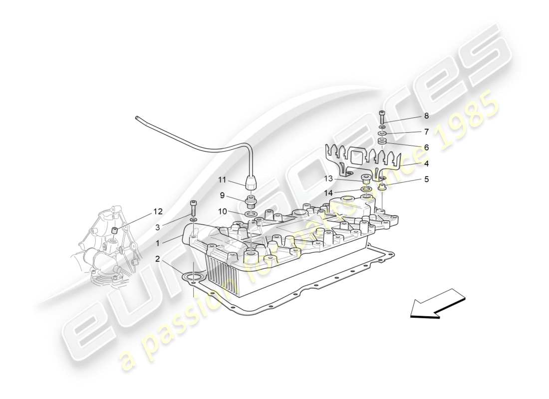 maserati granturismo (2009) diagrama de piezas del intercambiador de calor
