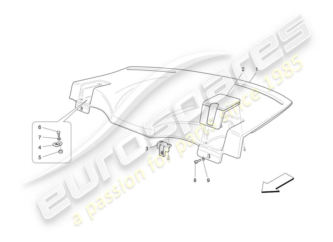 maserati granturismo (2008) estante trasero para paquetes diagrama de piezas