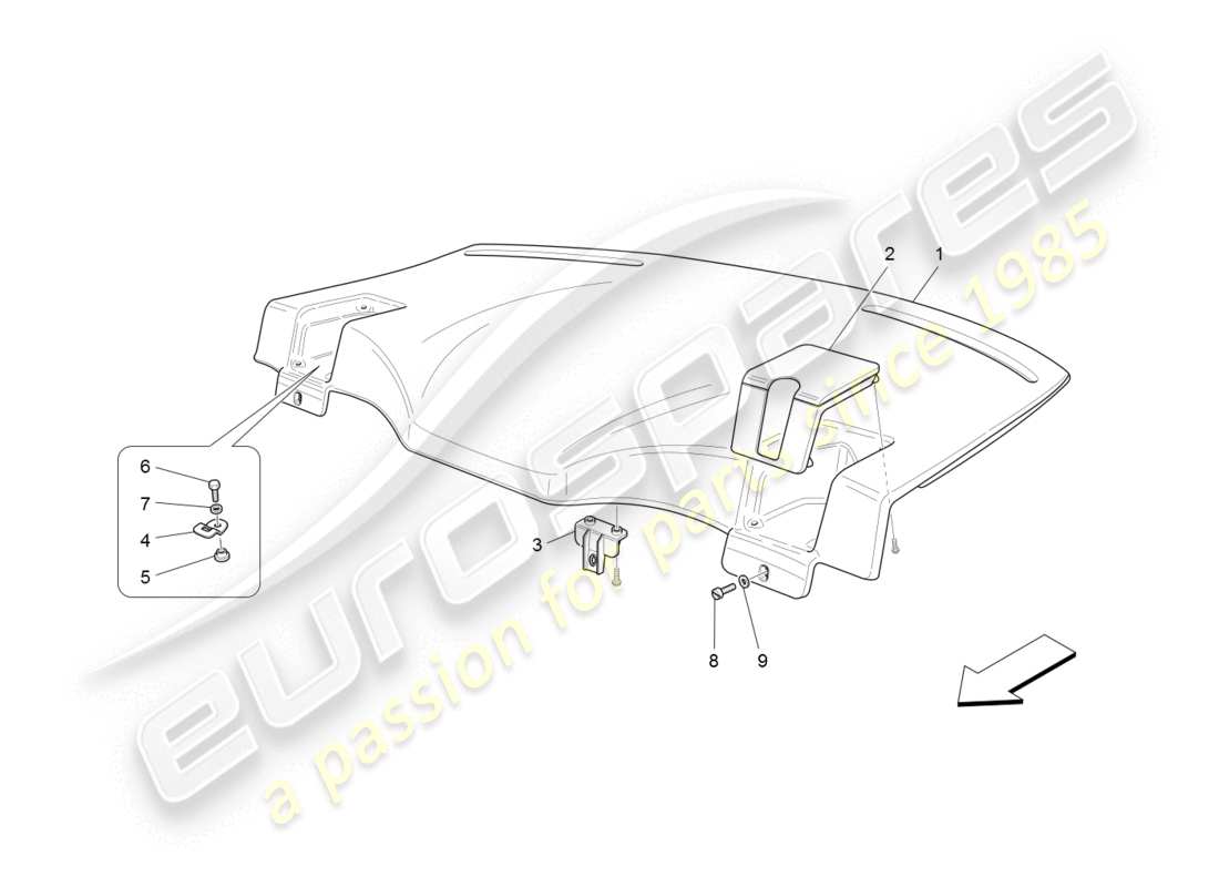 maserati granturismo (2008) diagrama de piezas del estante trasero para paquetes