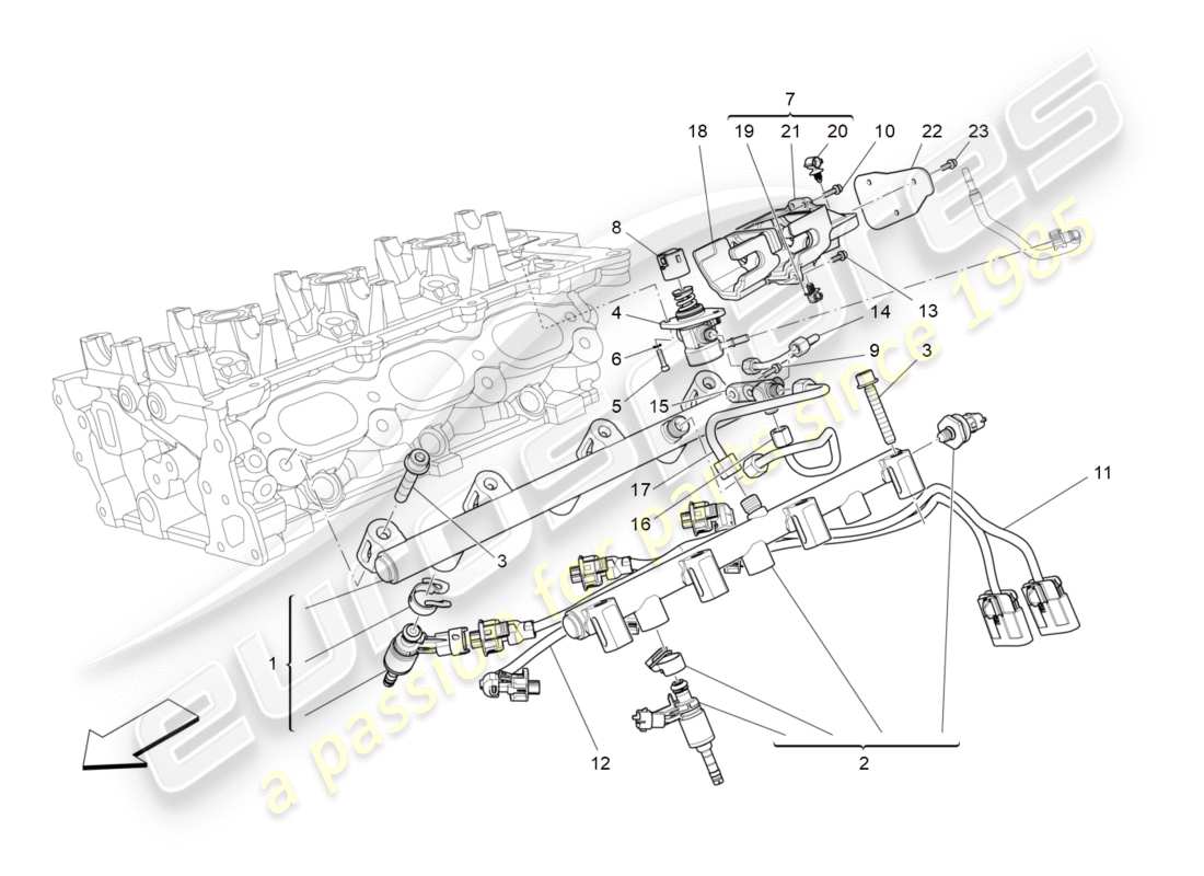 maserati qtp 3.0 bt v6 410hp (2014) diagrama de piezas de bombas de combustible y líneas de conexión