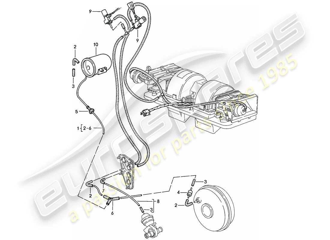 porsche 1986 (944) control de vacío diagrama de piezas