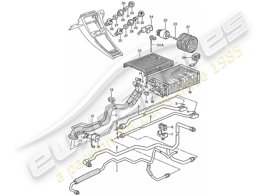 porsche 1990 (928) aire acondicionado - líneas - unidades auxiliares diagrama de piezas