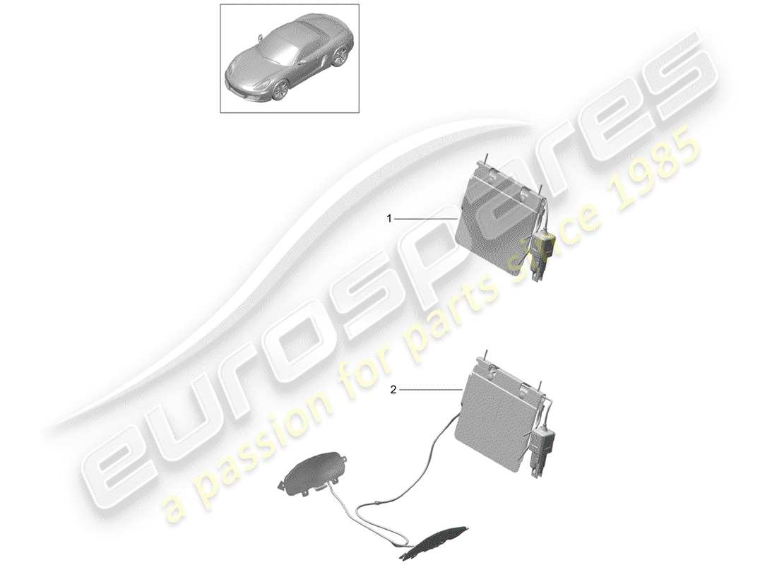 porsche 2015 (981 boxster) soporte lumbar diagrama de piezas