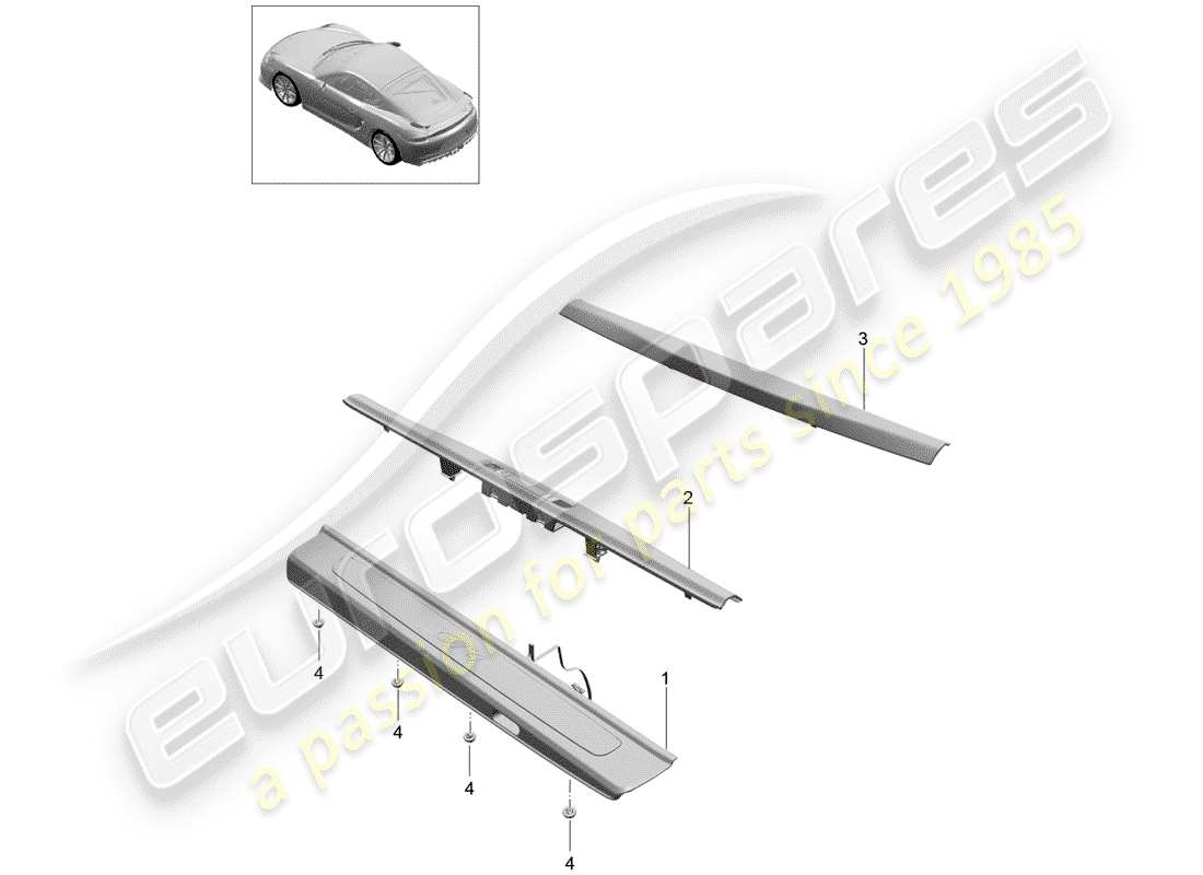 porsche 2016 (981 cayman gt4) placa de protección - panel de umbral diagrama de piezas