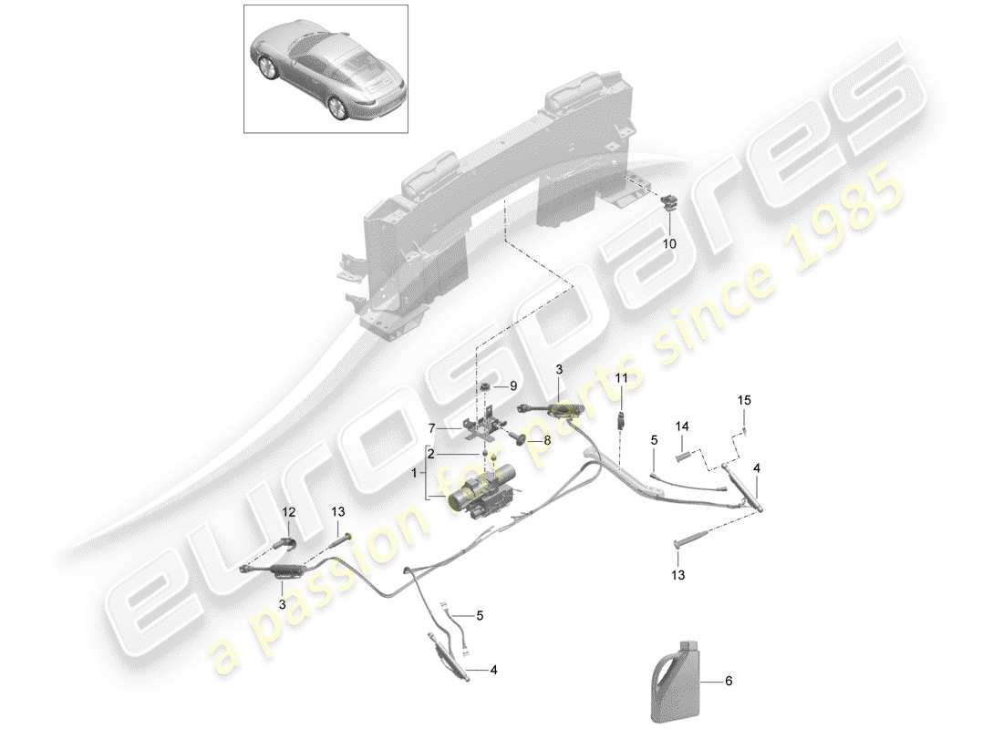 porsche 991 (2016) diagrama de piezas de capota convertible