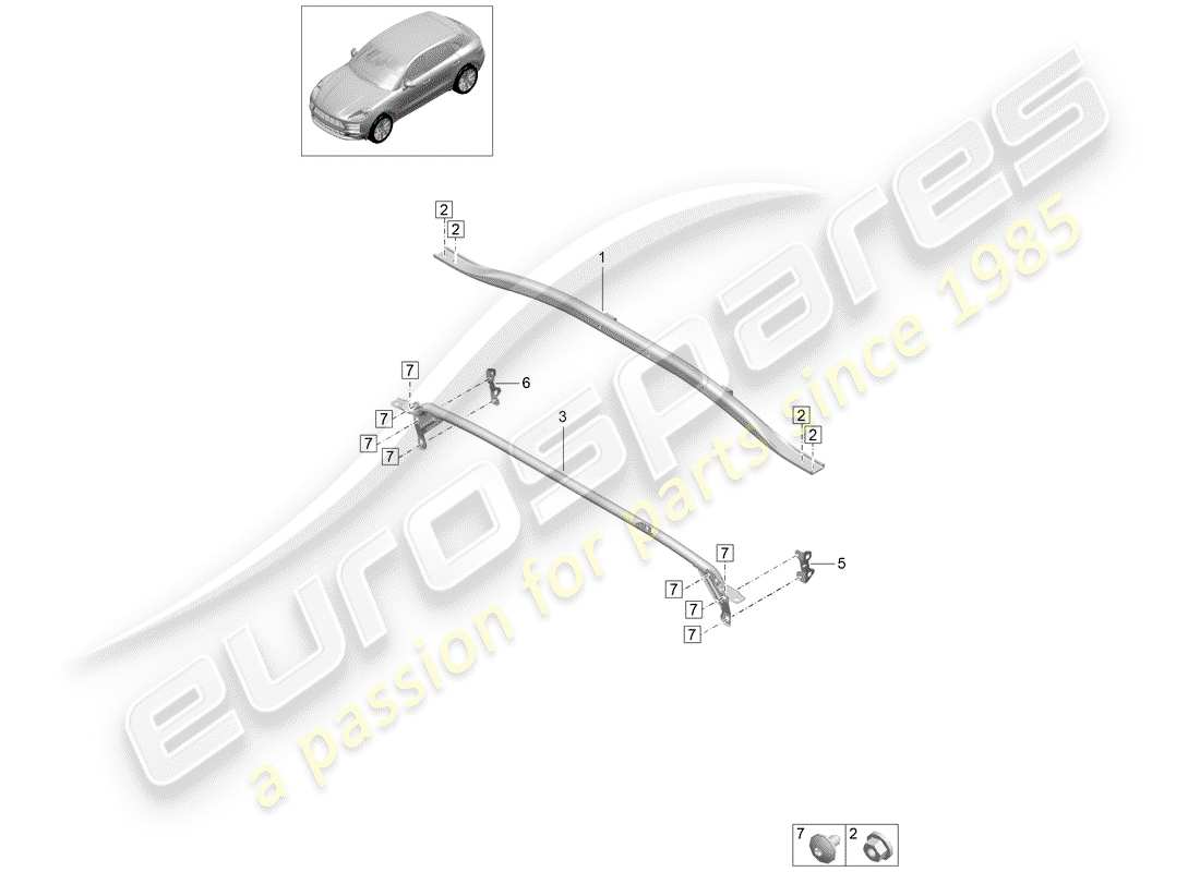 porsche 2019 (macan) diagrama de piezas del domo strut