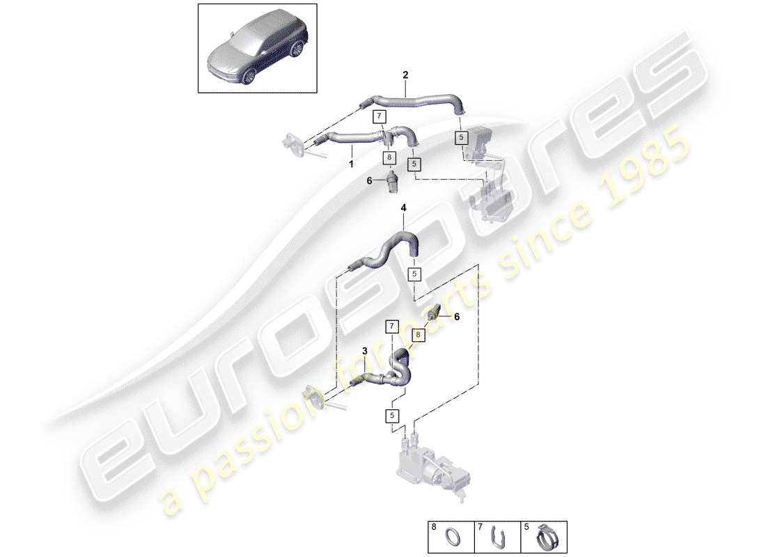 porsche 2019 (cayenne e3 9ya/9yb) calentador diagrama de piezas