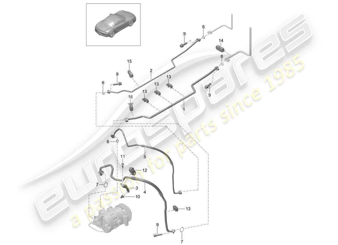 porsche 2015 (981 boxster) circuito refrigerante diagrama de piezas