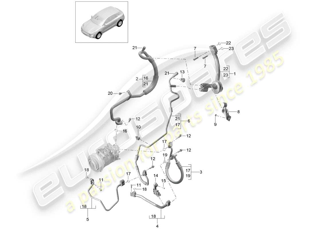 porsche 2016 (macan) diagrama de piezas del circuito refrigerante