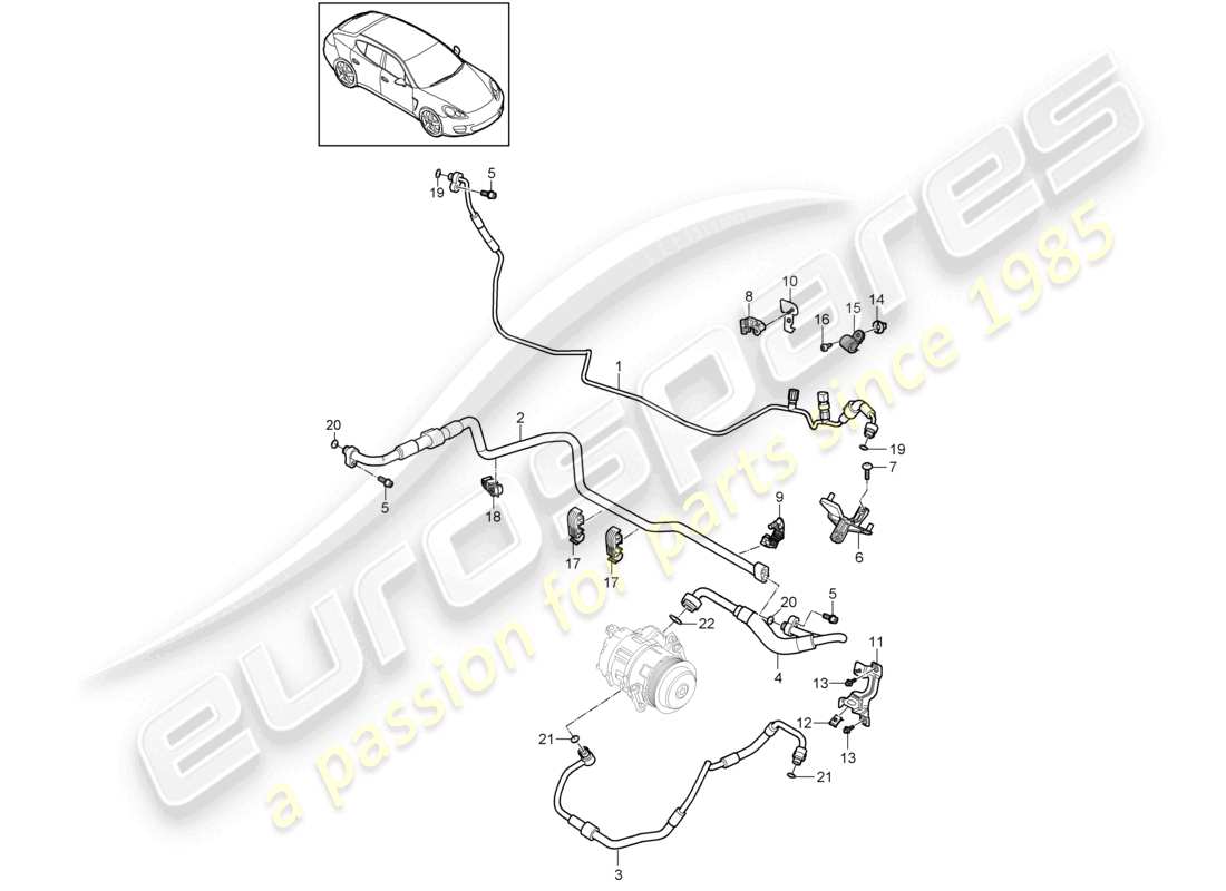 porsche 2010 (cayenne e1 9pa) circuito refrigerante diesel diagrama de piezas