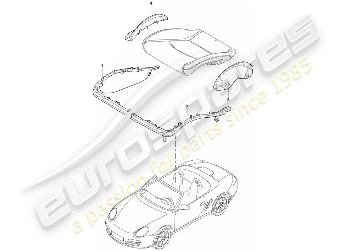 porsche 2007 (987 boxster) diagrama de piezas del portacojines