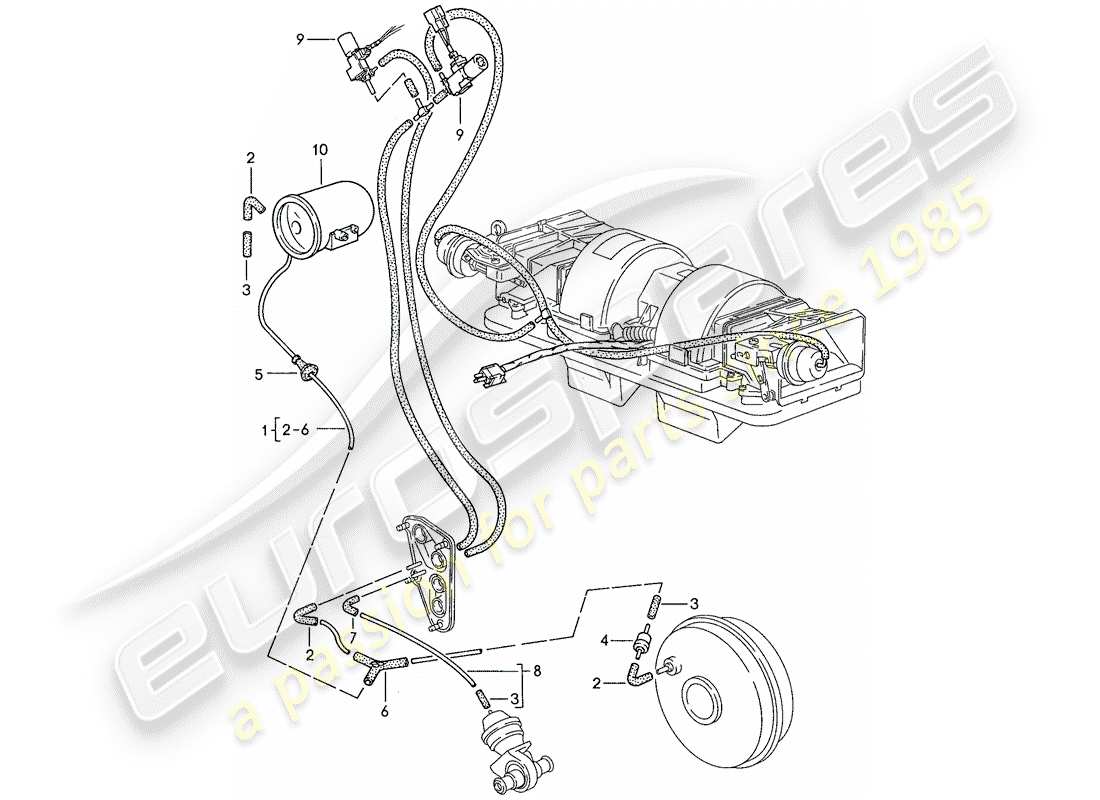 porsche 1990 (944) control de vacío diagrama de piezas