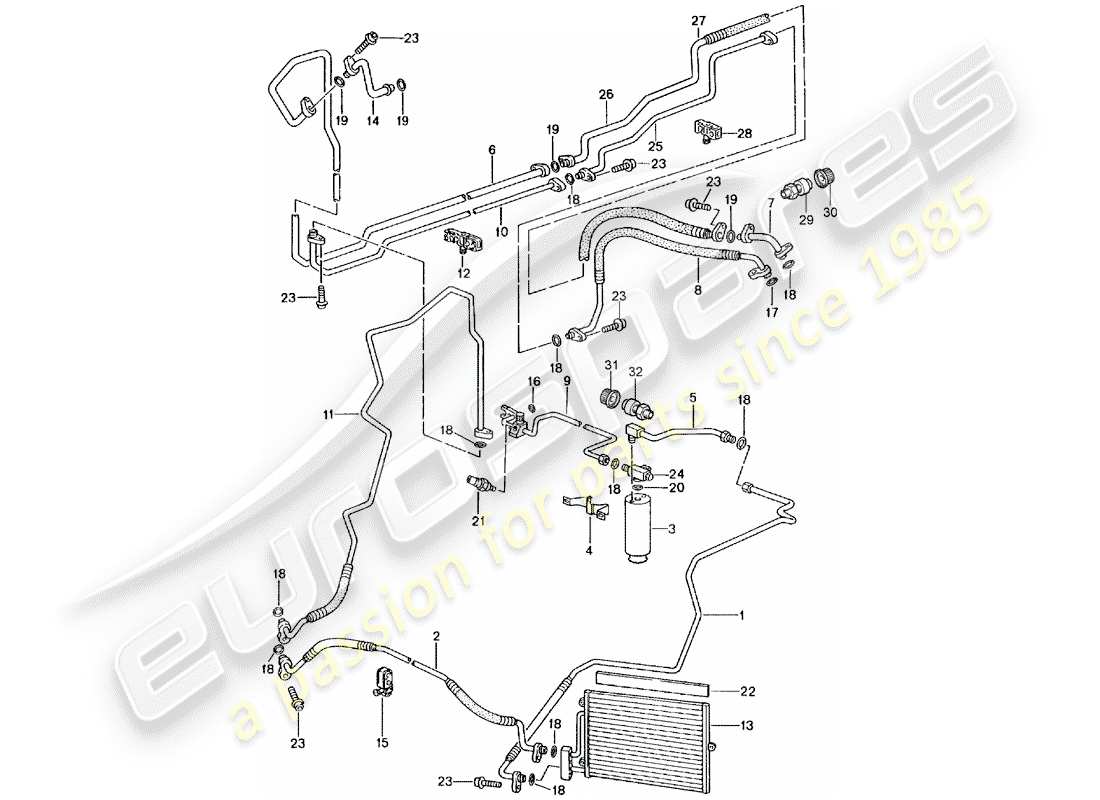 porsche 2001 (996 gt3) diagrama de piezas del circuito refrigerante