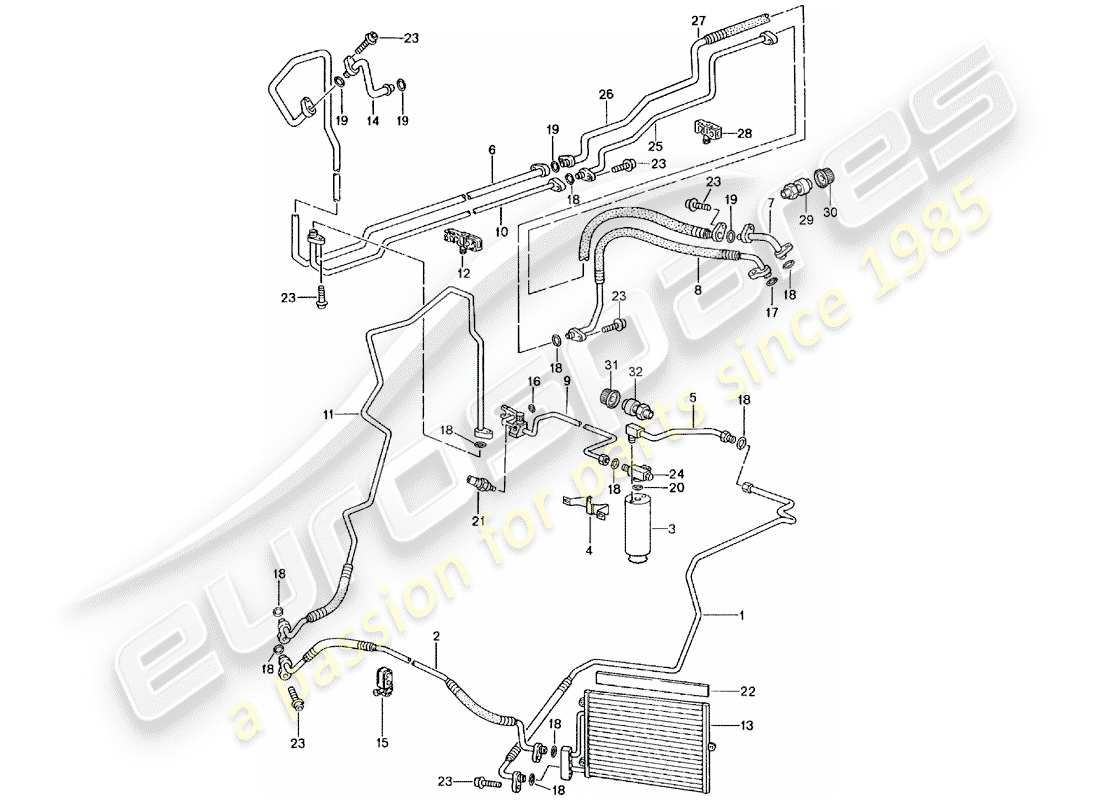 porsche 996 gt3 (2001) diagrama de piezas del circuito refrigerante