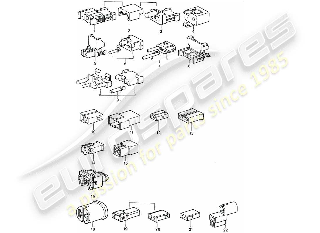 porsche 1992 (964) carcasa del conector diagrama de piezas