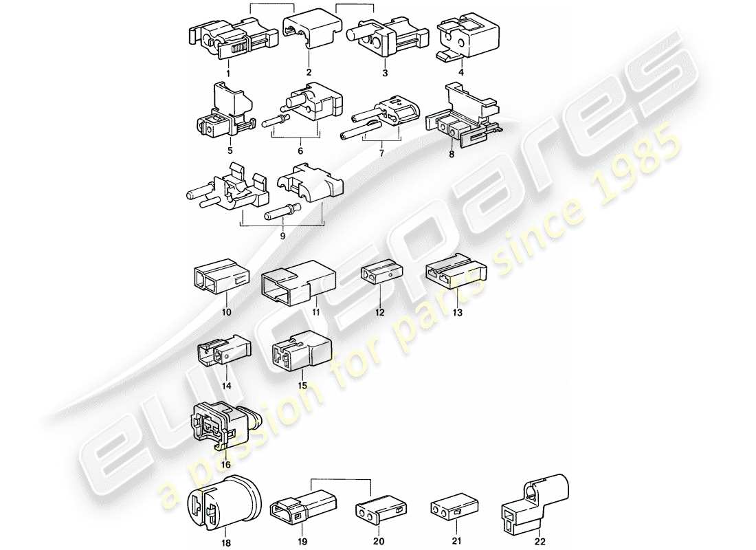porsche 1986 (924s) carcasa del conector diagrama de piezas