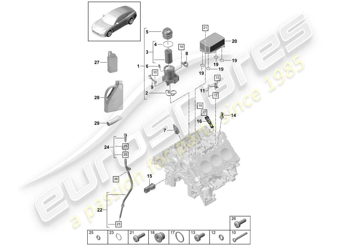 porsche 2017 (panamera 971-1) diagrama de piezas del filtro de aceite