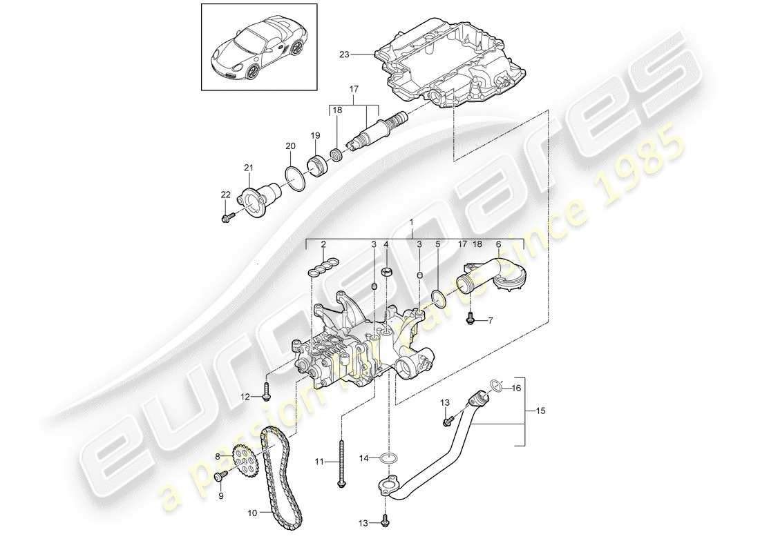 porsche 2011 (987 boxster) diagrama de piezas de la bomba de aceite