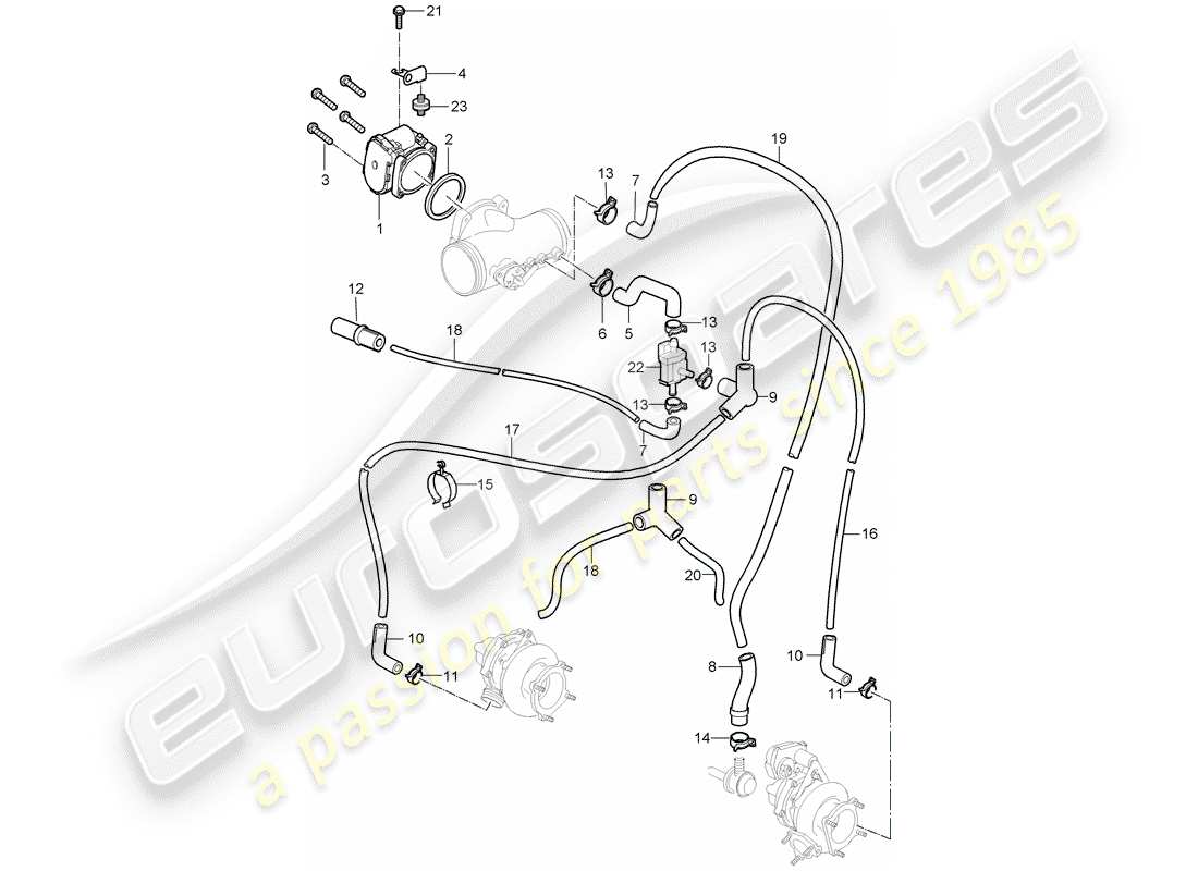 porsche 2009 997-2 turbo / gt2 cuerpo del acelerador diagrama de piezas