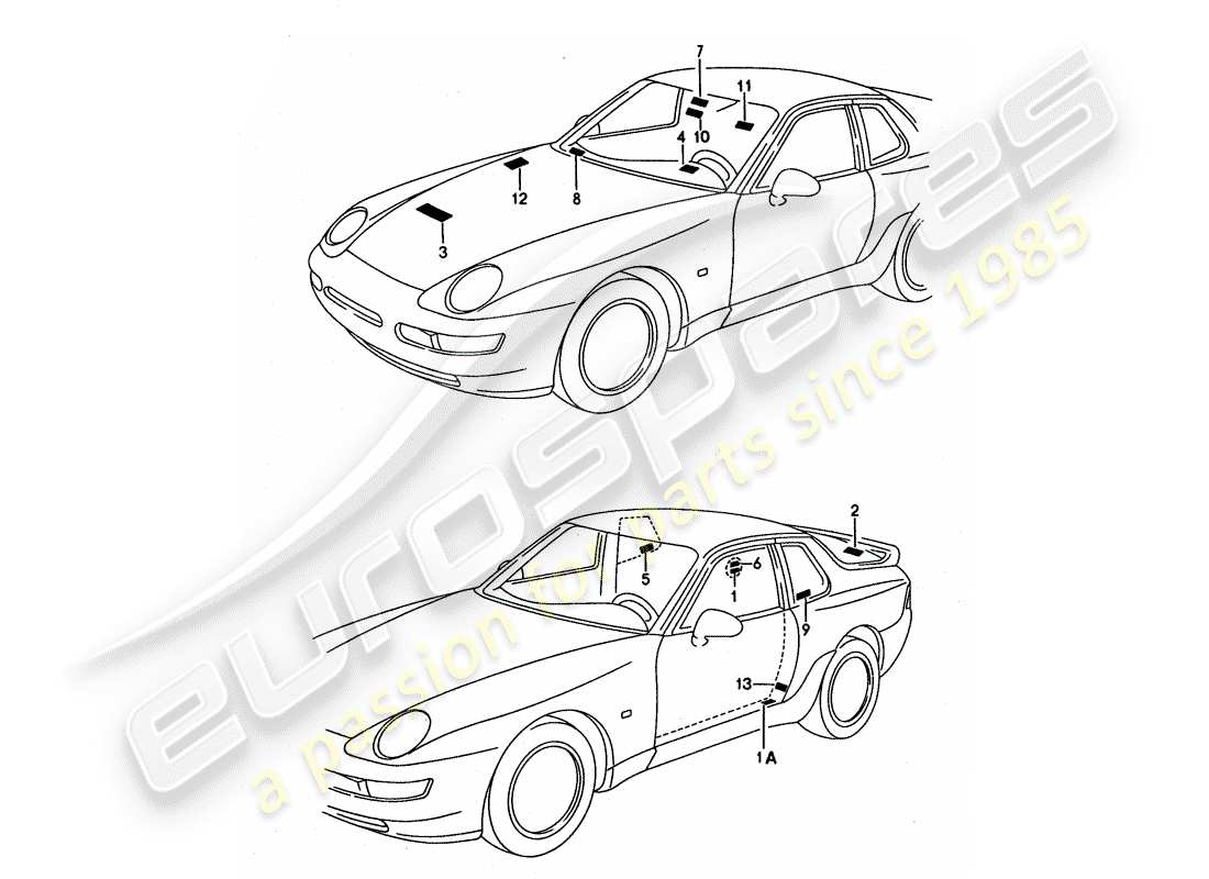 porsche 1992 (968) señales/avisos diagrama de piezas