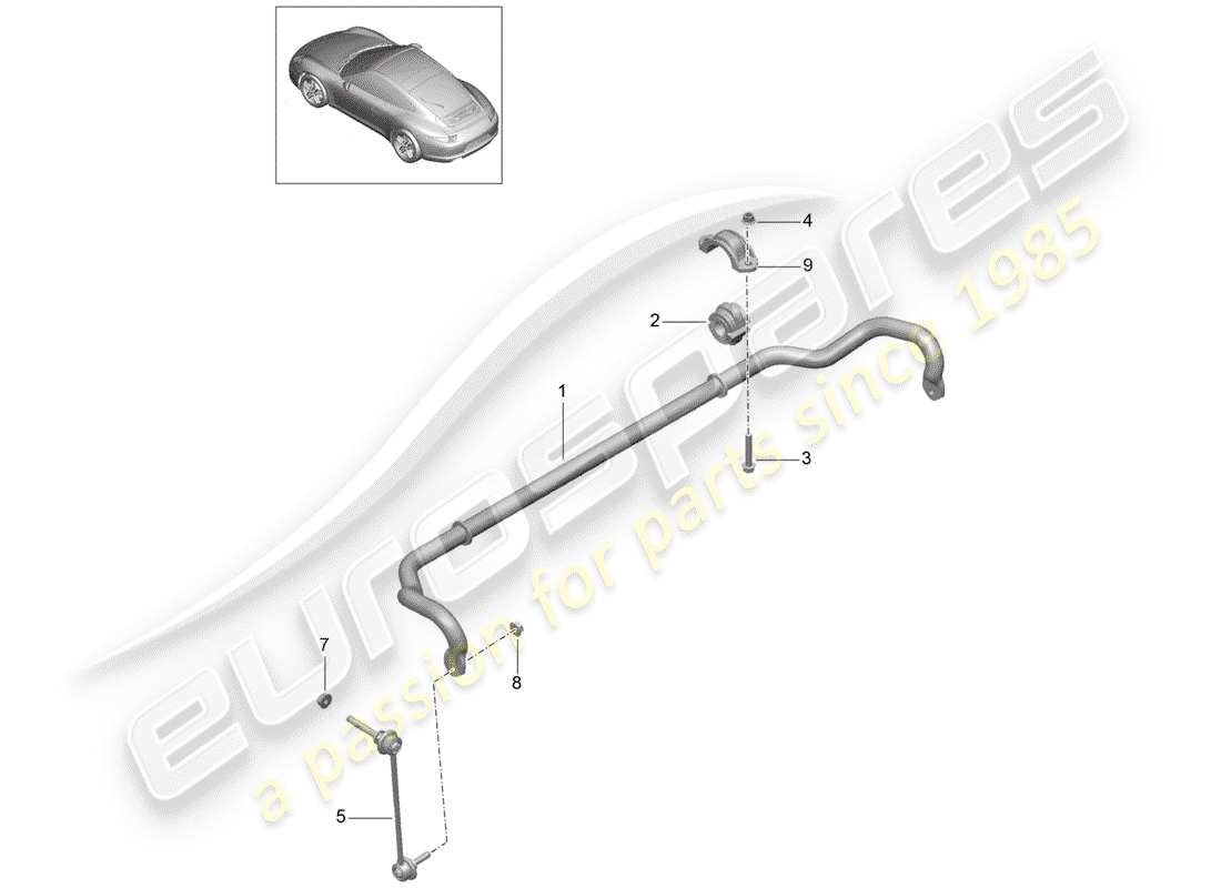 porsche 2014 (991-1) diagrama de piezas del estabilizador