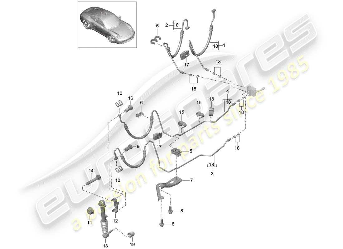 porsche 2014 (991-1) diagrama de partes de líneas
