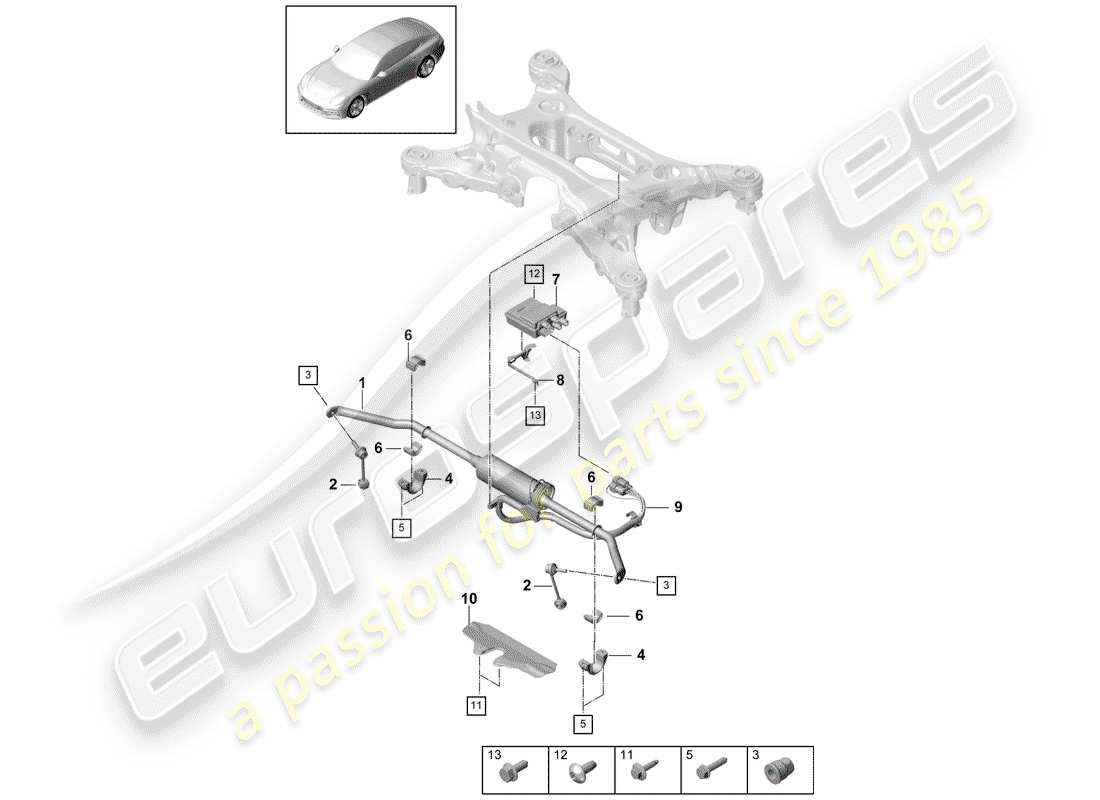 porsche panamera 971 (2017) estabilizador diagrama de piezas