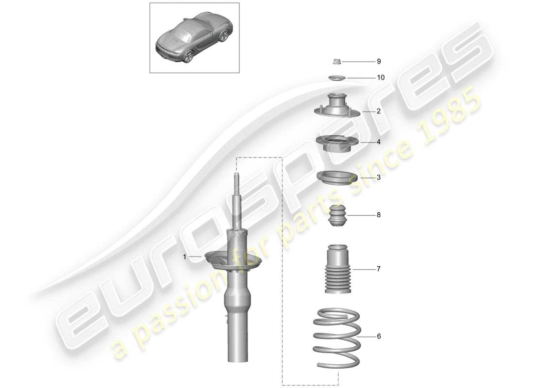 porsche 2013 (981 boxster) amortiguador diagrama de piezas
