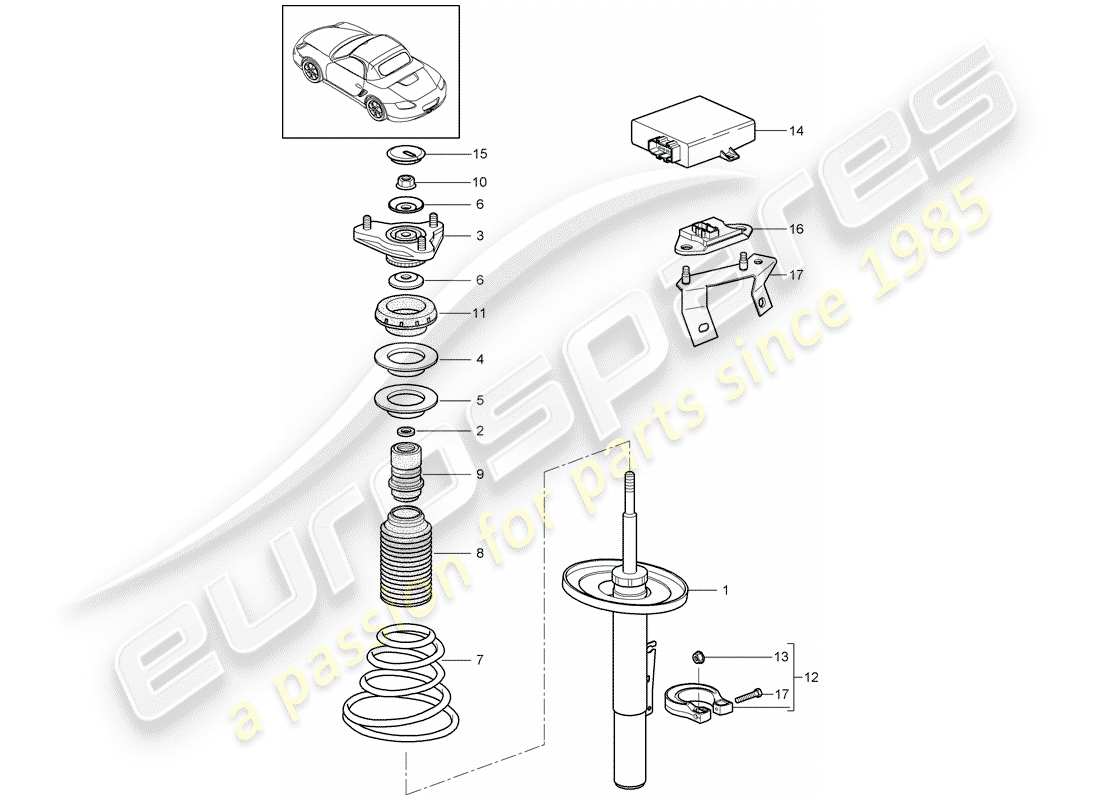 porsche 2011 (987 boxster) diagrama de piezas de suspensión