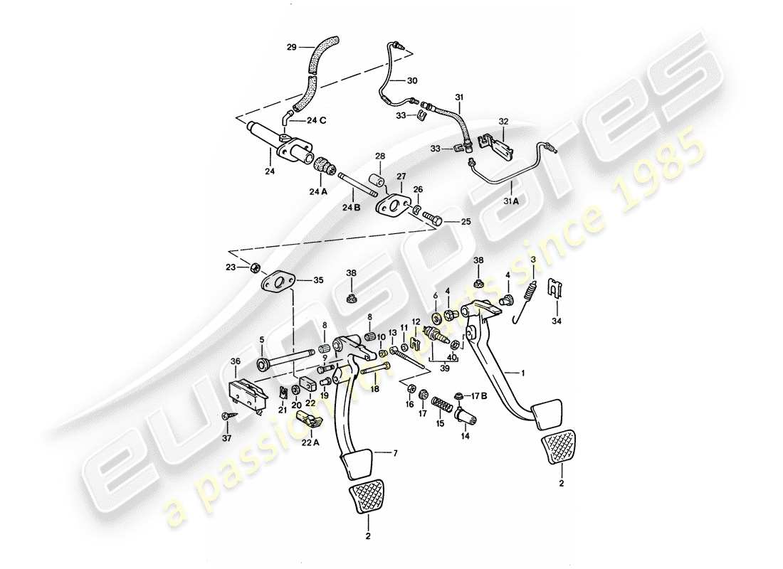 porsche 1994 (928) diagrama de piezas de pedales