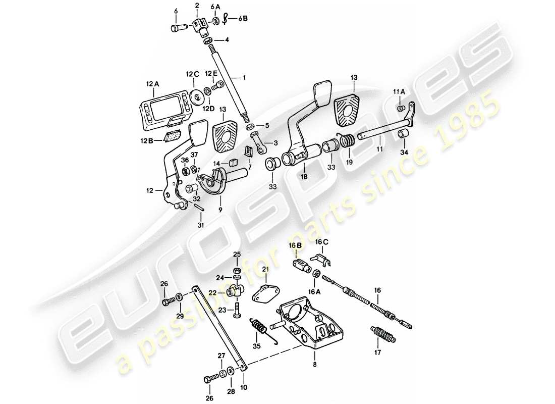 porsche 1981 (911) pedales diagrama de piezas