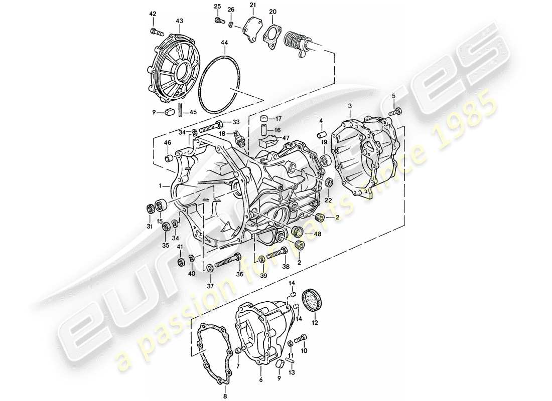 porsche 1982 (944) transmisión de repuesto - caja de transmisión - caja de cambios manual diagrama de piezas