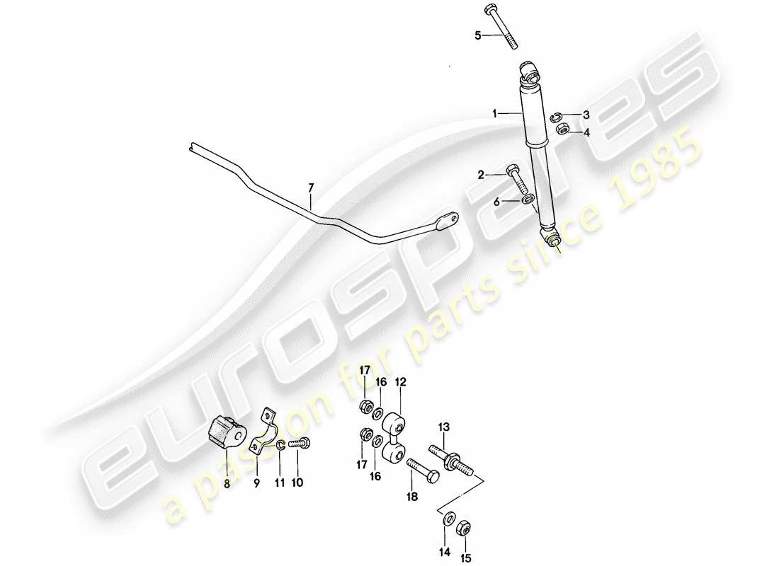 porsche 1987 (924s) amortiguador de vibraciones - estabilizador diagrama de piezas