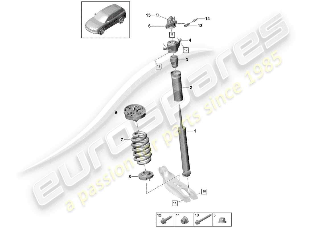 porsche 2018 (cayenne e3 9ya/9yb) amortiguador diagrama de piezas