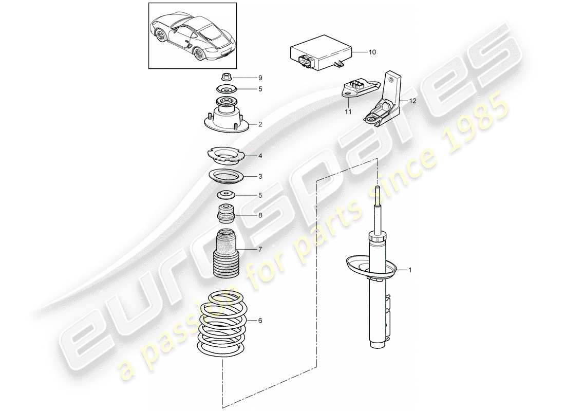 porsche 2009 (987 cayman) amortiguador diagrama de piezas