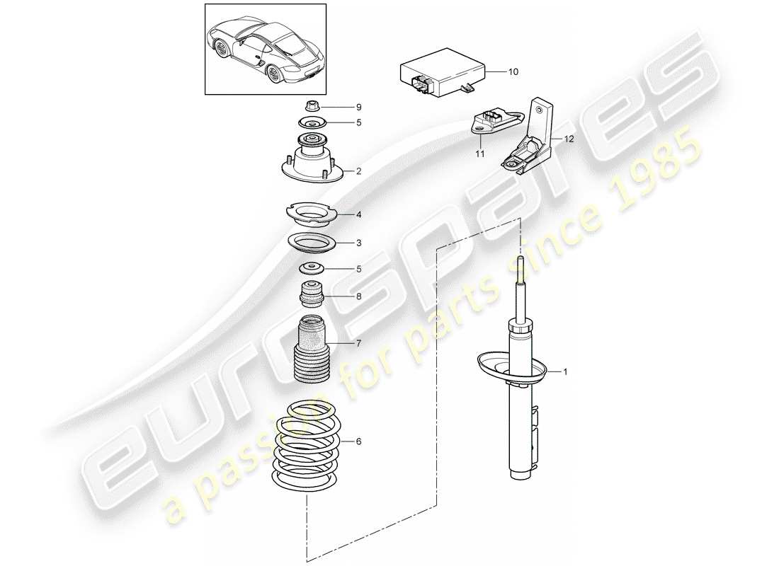 porsche cayman 987 (2009) diagrama de piezas del amortiguador