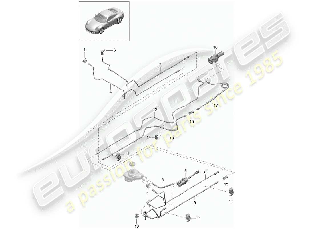 porsche 2012 (991-1) embrague hidráulico diagrama de piezas