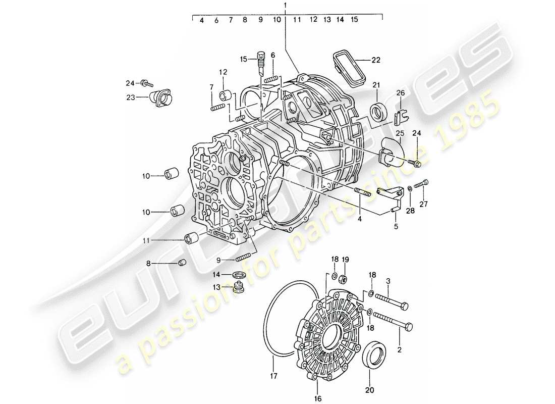 porsche 1994 (993) transmisión de repuesto - lista para instalación - diagrama de piezas de la caja de transmisión