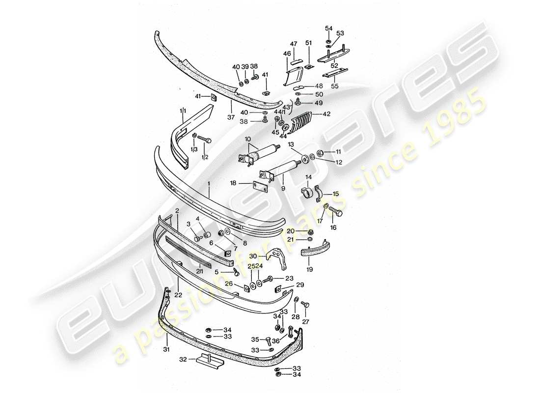 porsche 1976 (911 turbo) parachoque diagrama de piezas