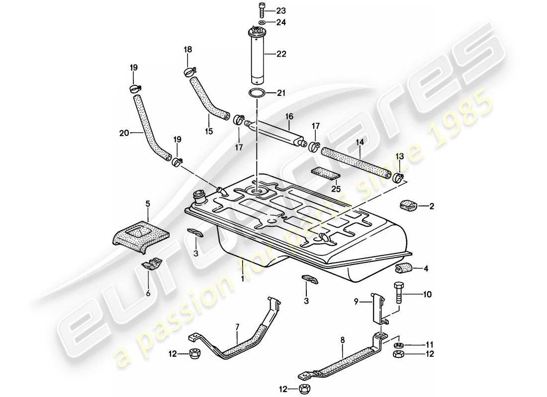 porsche 1987 (924s) tanque de combustible - 1 diagrama de piezas