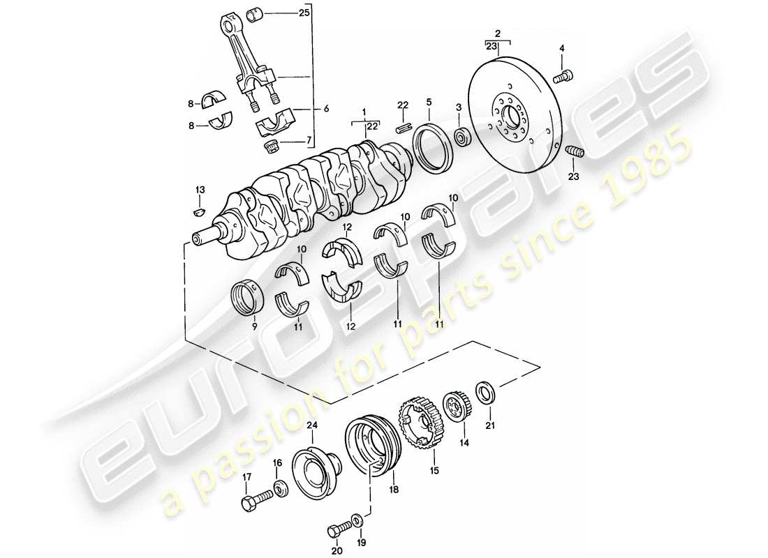 porsche 1987 (924s) ciguenal - biela diagrama de piezas
