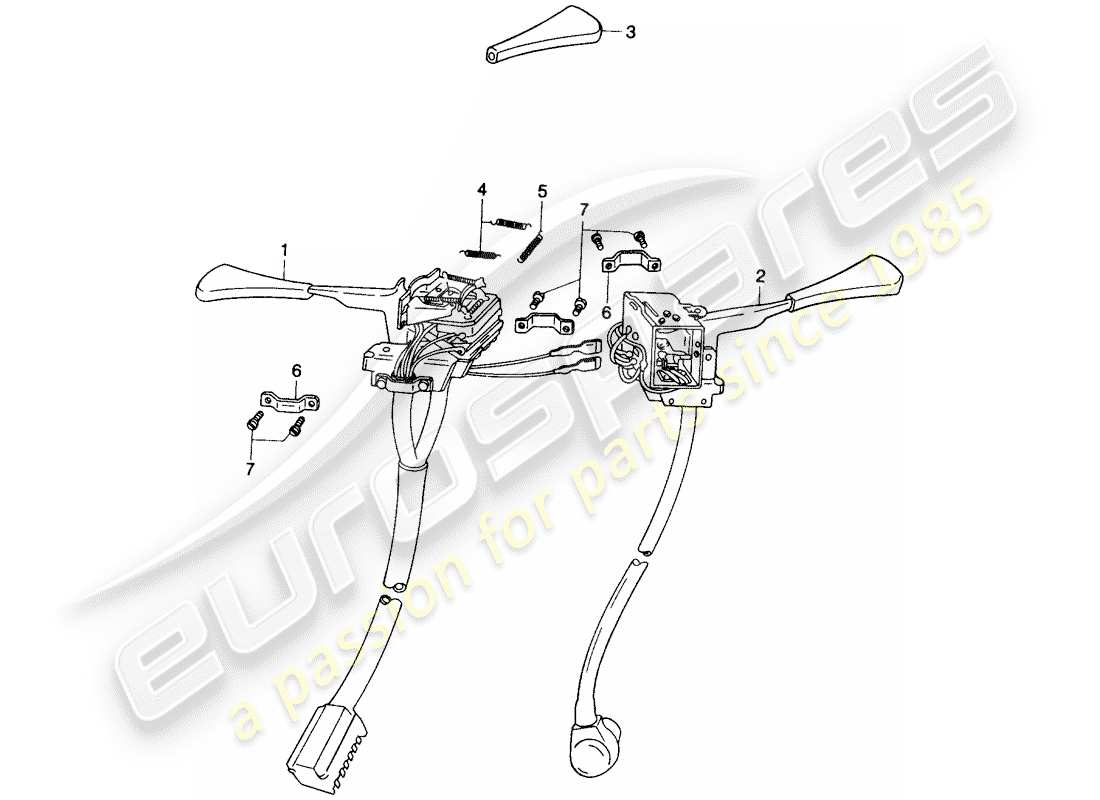 porsche 1970 (914) interruptor de la columna de dirección diagrama de piezas