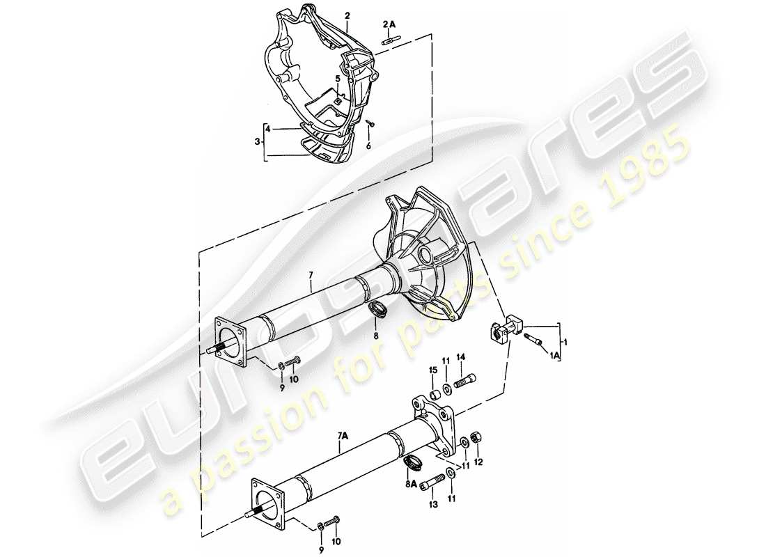 porsche 1978 (924) tubo central diagrama de piezas