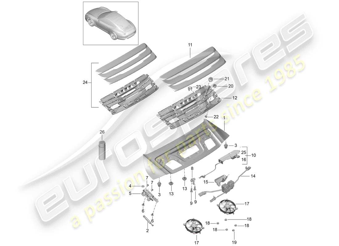 porsche 2014 (991-1) diagrama de piezas de la cubierta