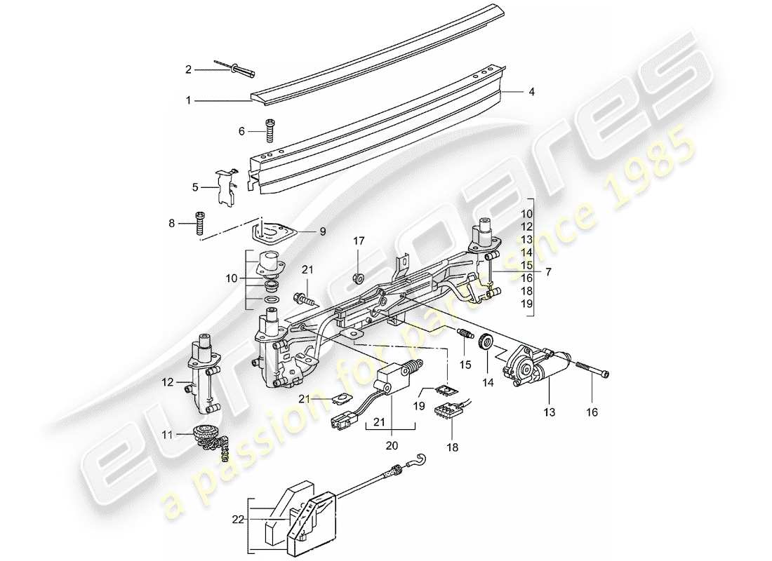 porsche 1998 (986 boxster) alerón trasero diagrama de piezas