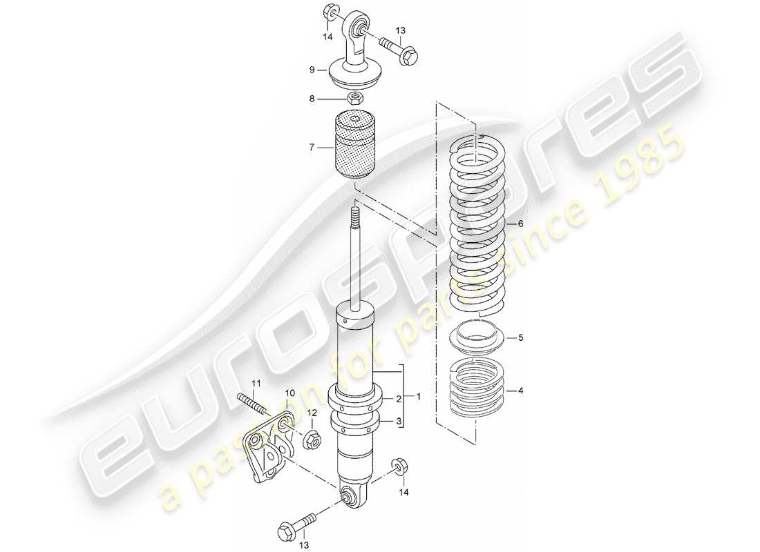 porsche 2004 (carrera gt) suspensión - puntal amortiguador - soporte diagrama de piezas