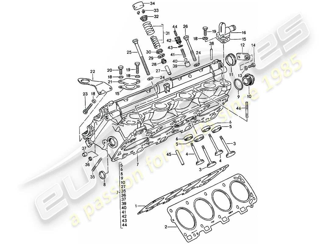porsche 1990 (928) culata - - set de reparación para mantenimiento - ver ilustración: esquema de piezas